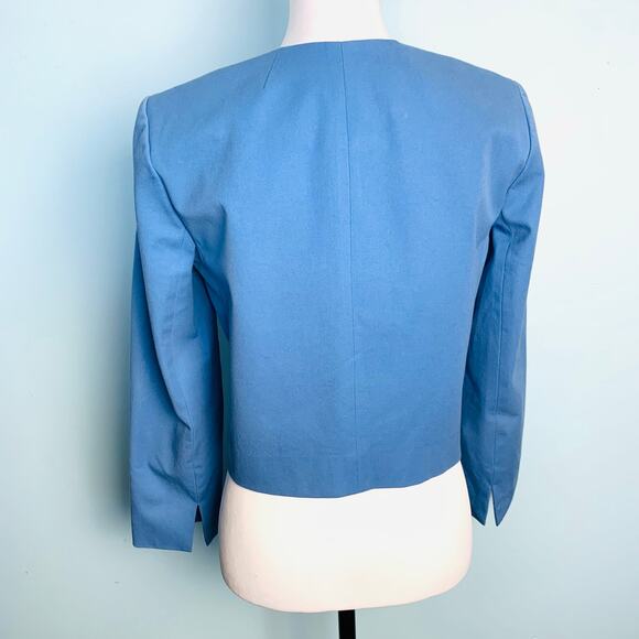 J. Crew 365 Cropped Collarless Jacket In Bi-Stretch Cotton Size 2 - Picture 4 of 8